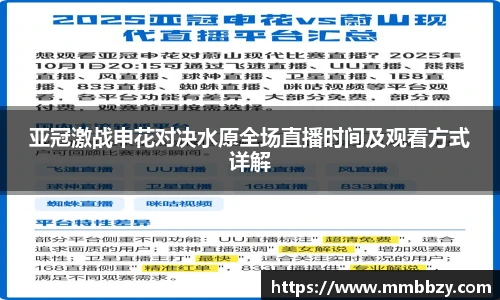 亚冠激战申花对决水原全场直播时间及观看方式详解